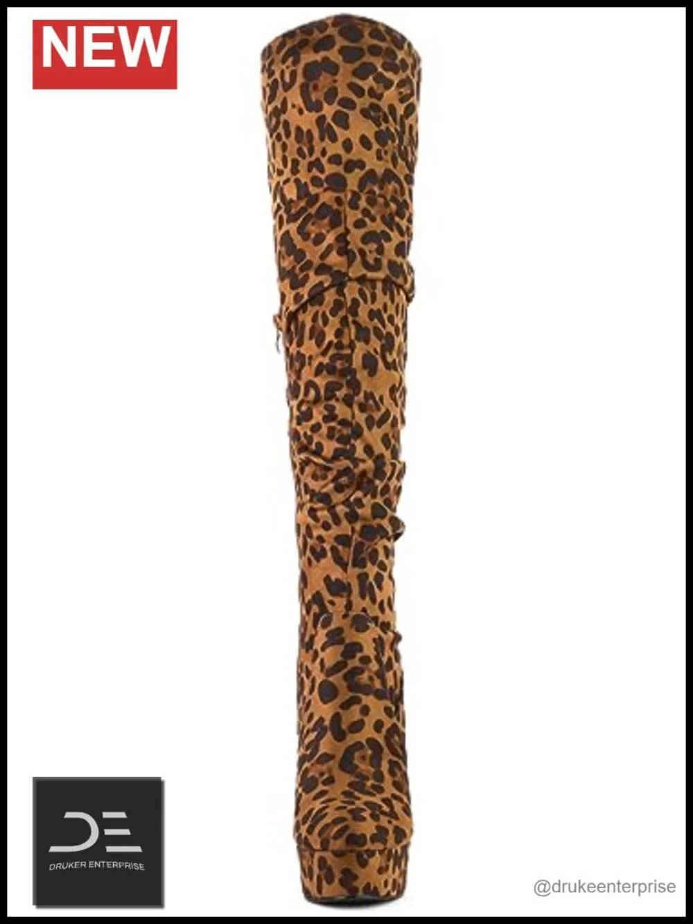 Chunky Heel Platform Thigh High Boots Faux Suede